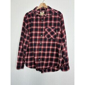 Woolrich Shirt Mens Large Red Plaid Flannel Button Up Long Sleeve Cotton Casual